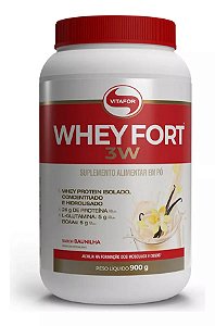 Whey Fort 3W Whey Protein Sabor Baunilha 900g Vitafor