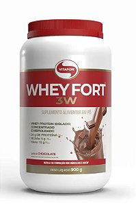 Whey Fort 3W Whey Protein Sabor Chocolate 900g Vitafor