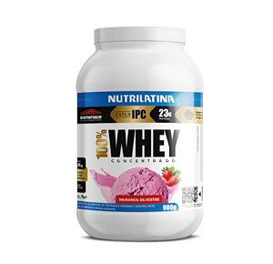 Whey Protein 100% Concentrada Morango 900g Nutrilatina