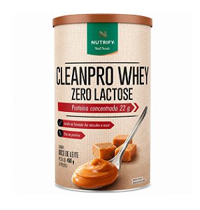 Cleanpro Whey Zero Lactose 450g Sabor Doce De Leite Nutrify