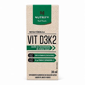 Vitamina D3 e K2 Gotas 20ml Limão e Menta Nutrify