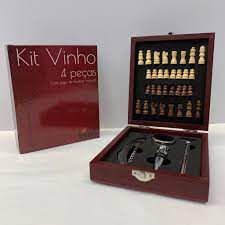 KIT PARA VINHO XADREZ 4PC  Kit para vinho, Presentes, Acessórios