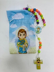 Terço Infantil Color com saquinho estampado - São Gabriel Arcanjo (3697)