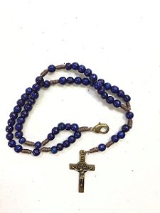 Pulseira Terço Madeira Azul (8331)