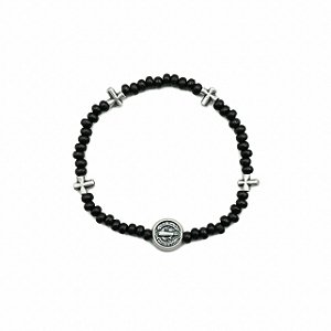 Pulseira Mini Terço na madeira Preta 4/3mm São Bento PV