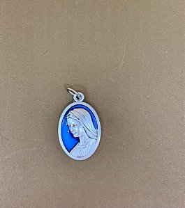 Medalha Rainha da Paz e Jesus Misericordioso (25 mm) Resinada Azul - Medjugorje