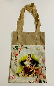 Bolsa com Alça em tecido 34 x 26 cm - São José com São João Batista