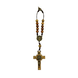 Dezena Carro Imbuia Cruz 4 Canto Triângulo Metal Ouro Velho