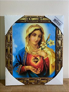 Quadro 20 x 25 moldura Trabalhada Imaculado Coração de Maria
