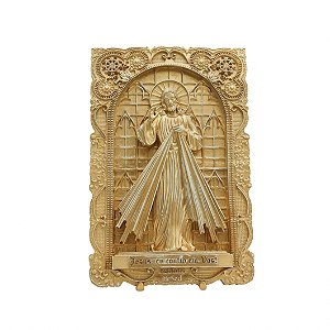Quadro Dourado de Resina Jesus Misericordioso - Hesed