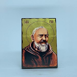 Icone 10cm (10 x 8) madeira - SÃO PADRE PIO