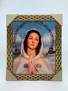 Quadro moldura trabalhada dourado 20 x 25 - NOSSA SENHORA ROSA MISTICA