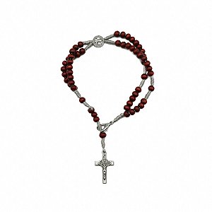 Terço Pulseira Madeiro São Bento Cordão Cinza