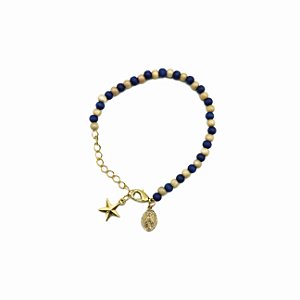 Pulseira Mariano Nossa Senhora das Graças madeira Colorido 4 mm com Estrela