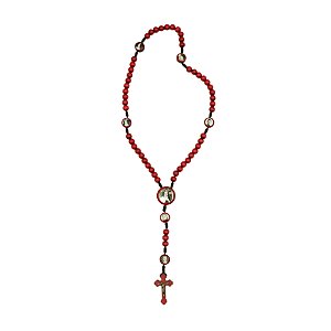 Terço Madeira Vermelho Cordão 8mm - Santa Teresinha