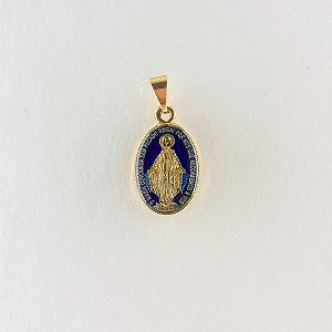 Medalha Nossa Senhora das Graças 20mm resinada azul dourada (5201)