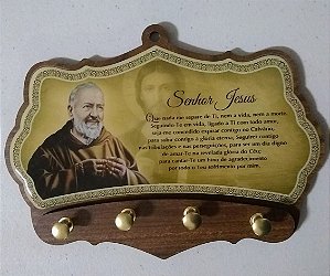 Porta chaves moldado  4 pinos - São Padre Pio (5993)