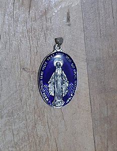 Medalha Nossa Senhora das Graças 45mm Azul Niquel (5103)