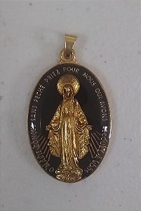 Medalha Nossa Senhora das Graças 30mm resinada azul dourada (5203)
