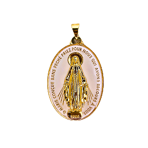 Medalha Milagrosa 45 mm Branca Dourada