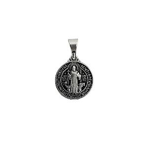 Medalha São Bento 13 mm Prata Velha (5207)