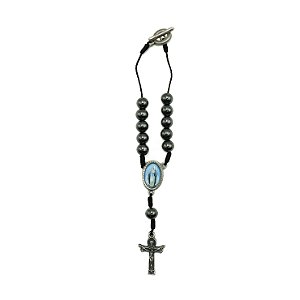 Dezena Carro Hematita 8mm no Cordão - Nossa Senhora das Graças