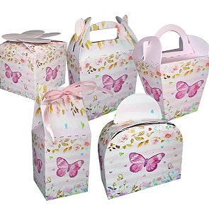 20 Caixinhas Tema Borboleta Rosa Sem Personalização