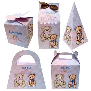 20 Caixinhas Tema Chá Revelação Aquarela Sem Personalização