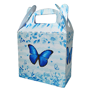 Caixa Maleta Tema Borboleta Azul Sem Personalização