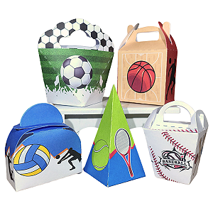 20 Caixinhas Tema Esportes Bolas Sem Personalização