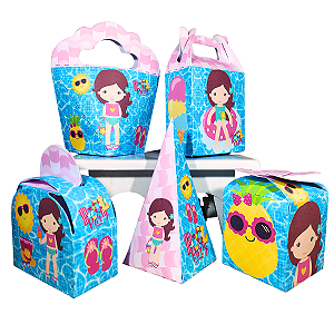 20 Caixinhas Tema Pool Party Menina Sem Personalização