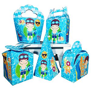 20 Caixinhas Tema Pool Party Menino Sem Personalização