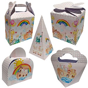 20 Caixinhas Tema Arca de Noé Menina Sem Personalização