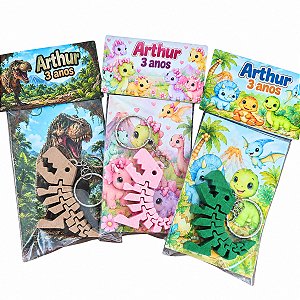 Chaveiro Dinossauro Articulado com Lapela Personalizada