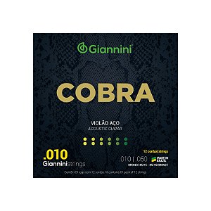 Encordoamento Para Violão Aço 12 Cordas Giannini 010 Cobra Bronze 85/15 GEEF12M