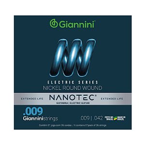 Encordoamento Para Guitarra Giannini Geegst Nanotec 009 010 011