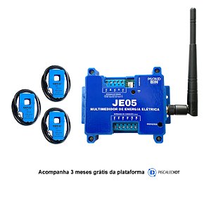 Multimedidor Consumo de Energia Elétrica JE05 + 3x Sensores SCT-013 - Plataforma de Monitoramento Energia