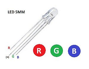 Led RGB 5mm 4 Terminais Anodo Comum