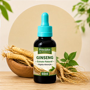 Extrato de Ginseng – Princípios da Natureza | Uso Oral | Conta-Gotas | 100% Natural | 60 ML