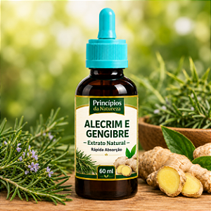Extrato de Alecrim e Gengibre – Princípios da Natureza | Uso Oral | Conta-Gotas | 100% Natural | 60 ML