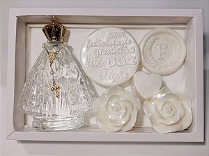 Kit Presente Católico: Aromatizador Nossa Senhora com Sabonetes