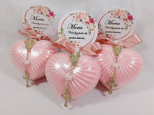 Lembrancinha Personalizada: Sabonete Coração Luz com Mini Terço