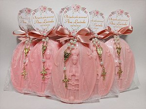 Lembrancinha Personalizada: Sabonete Nossa Senhora com Mini Terço