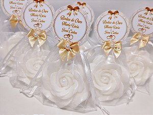Lembrancinha Bodas de Ouro: Sabonete Rosa Delicada