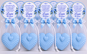 Lembrancinha de Aniversário 90 Anos: Sabonete Coração Luz