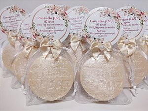 Lembrancinha de Aniversário 90 Anos: Sabonete Desejos de Gratidão P