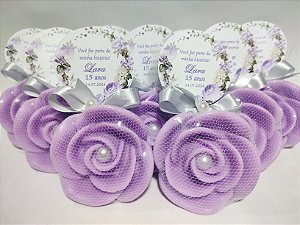 Lembrancinha de Aniversário 15 Anos: Sabonete Rosa Provençal Perfumada