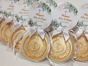 Lembrancinha Tema Batizado Personalizada: Sabonete Letra Inicial do Nome