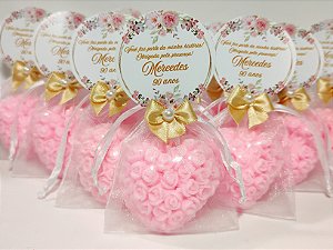 Lembrancinha de Aniversário: Sabonete Coração Floral Perfumado