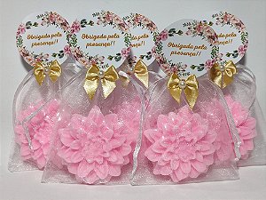 Lembrancinha de Aniversário 90 Anos: Sabonete Flor Dália Perfumada